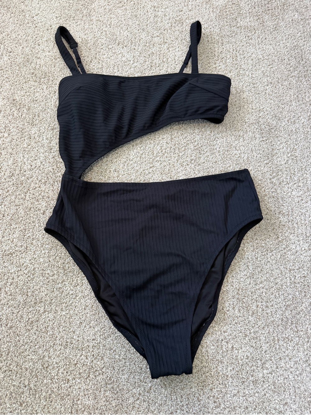 Shade and Shore Asymmetrical Black One Piece Swimsuit